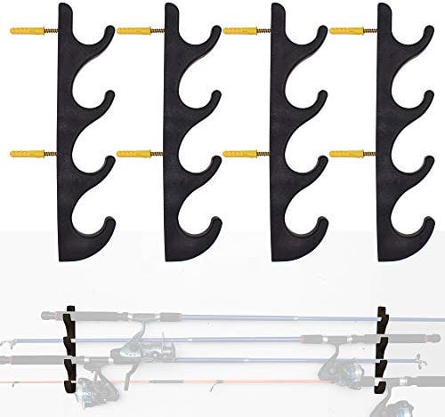 YYST Horizontal Fishing Rod Storage Rack Holder Wall Mount W Screws - No Fishing Rod- to Hold 8 Fishing Rods