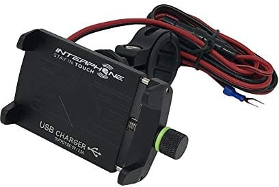 INTERPHONE SMMOTOALUSB - Supporto Cellulare Universale da Manubrio Tondo Moto in Alluminio, Ultra Resistente con Porta USB integrata per la Ricarica - Attacco in Batteria o Chiave Accensione