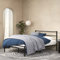 Zinus Geraldine Single Bed frame - Bed 90x190 cm - 28cm Height with Underbed storage - Metal Platform Bed frame with Headboard and Footboard - Black