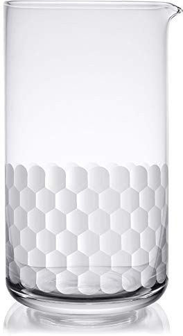 Cocktail Mixing Glass - Honeycomb Hammered Bar Mixer Pitcher for Stirred Drink - Seamless and Handcrafted of Crystal Glass, 24-ounce