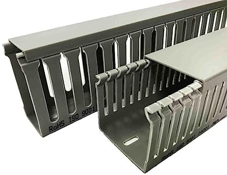 RS PRO Verdrahtungskanal Grau, 50 mm x 50mm Kunststoff, Länge 2m, Seitenwand Offen, Packung a 8 Stück