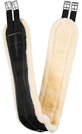 HORZE Sattelgurt Atlanta, Langgurt mit abnehmbarem Fleece und elastischen Enden, Schwarz, 125