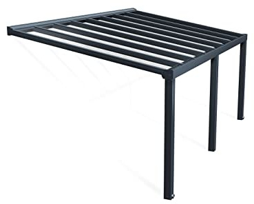 Canopia by Palram Terrassenüberdachung Alu Stockholm 3.4X5.9 Polycarbonat Hohlkammerplatten Pergola 588 x 341 cm Grau zur Überdachung ihrer Terrasse