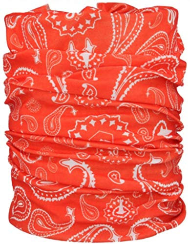 Multifunctional Headwear Neck Scarf Bandana Balaclava Face mask Headband Hairband Tube Gaiter Stretch Snood for Sports Yoga Running Cycling Hiking (Red Paisley)