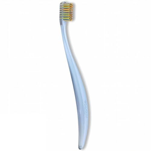 promis brush nachhaltige Zahnbürste aus nachwachsenden Rohstoffen | Bioplastik | weiche 6750 Borsten | recycelte Verpackung | made in Germany | Italian Design (singlepack, rainbow)