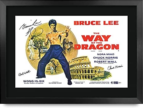 HWC Trading FR A3 Way of the Dragon Bruce Lee Geschenke Gedruckt Poster Unterzeichnet Autogramm Bild Für Film Erinnerungsstücke Fans - A3 Eingerahmt