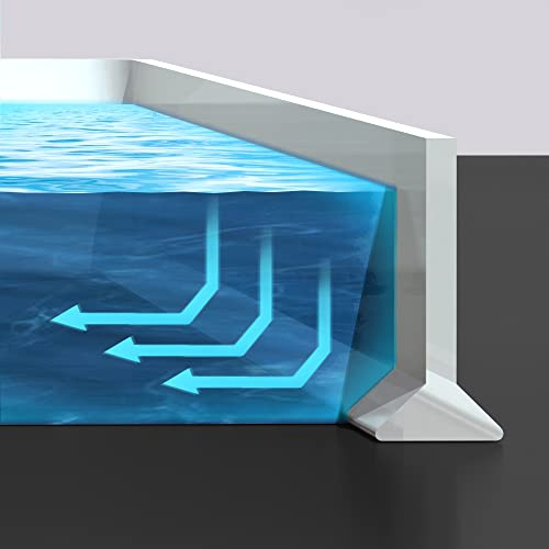 Adoture Sistema de retención de agua para umbral de ducha abatible La barrera de ducha mantiene el agua dentro del umbral (Mesa de lavado-Transparente, 1 M)