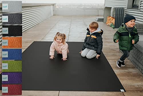 Sanosoft® Outdoor Krabbelmatte Made in Germany, Öko-Tex Anti-Rutsch Krabbelunterlage 160x300cm Schwarz