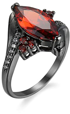 Stfery Stein Ring Bergkristall, Silberring Frauen Breit Geometrie Intarsien Rot CZ für Valentinstag, Größe52 (16.6)