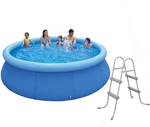 Swimming pool, 118*30in Round Inflatable Pool with 33 Pool Ladder, Pool Set for Adults, Kids, Family, Garden, Suitable For 1-8 People