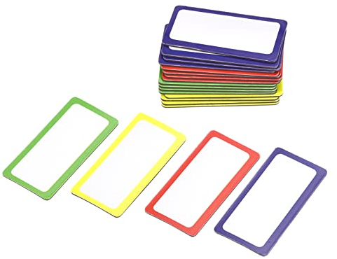 sourcing map Magnetic Labels Dry Erase Reusable Name Tag 2 x 1 for Writable Plates for Crafts, Refrigerator, Metal Shelves 4 Color, Each Pack of 5, Total 20 Pack