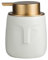 Unique Modern Soap Dispenser, Face-Shaped Ceramic Bottle with Rust Proof Gold Matte Pump, Decorative Lotion Dispenser for Bathroom or Kitchen (White)