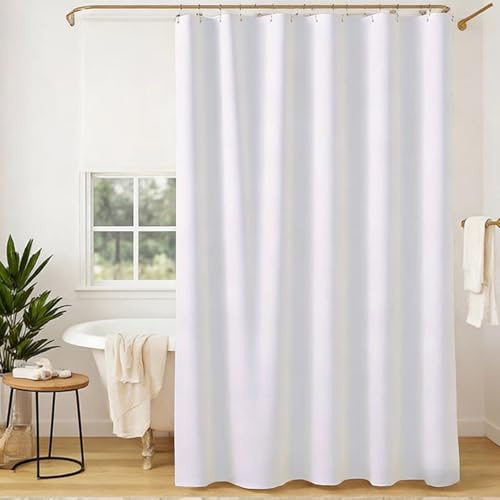 GONOVE Duschvorhang 220x 200cm Lang Waschbar Polyester Stoff Duschvorhang Schnell Trocknend und Wasserabweisend Weiß Badewanne Duschvorhänge mit Haken, Gewicht Saum