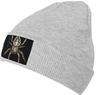 ASEELO Scary Spider Winter Knit Beanie Mütze für Damen Herren Ski Skull Cap für Wandern Radfahren Camping Joggen Schwarz, grau, One size