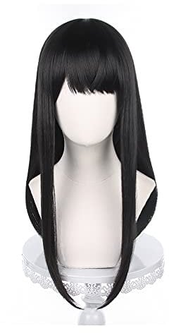 Anime Cosplay Wig for Chainsaw Man Asa Mitaka War Devil Cosplay Wig Long Strignt Black Hair for Woman and Girls + Free Wig Cap