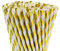 WedDecor Compostable Paper Straws – Durable, Non-Soggy, Food-Safe – Striped, Multi-Layered for Long-Lasting Use – Perfect for Juice, Coffee, Party & Events, Gold & White, 25pcs