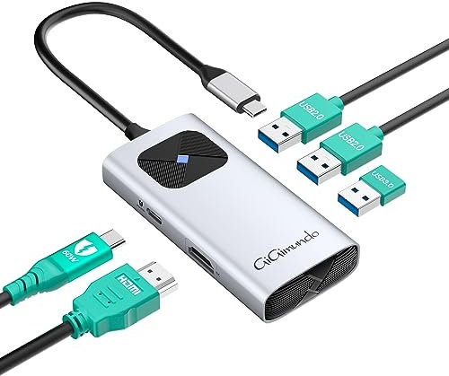 GiGimundo USB C Male to HDMI Female Adapter Hub 4K, PD60W Charging, Type-C Hub for Thunderbolt 3/4 MacBook Air, iPad Pro, XPS, and More, Silver