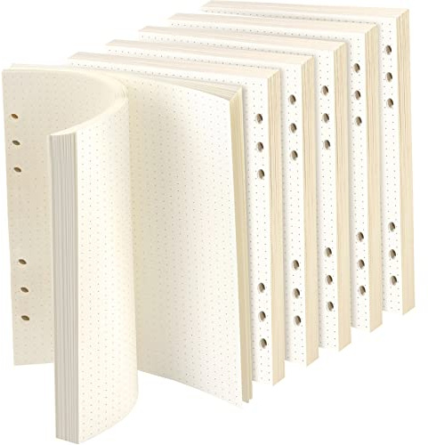 FANDAMEI A5 Papier Gepunktet 270 Blätter, 6 Lochung A5 Nachfüllpapier Nachfüllbare Refill Paper Nachfülleinlagen für A5 Notizbuch, Tagbuch, Skizze, Malerei