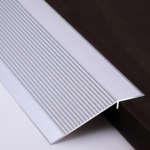 GSKD Boden Übergangsprofil, Aluminium Türleisten Übergangsleiste Höhenausgleich 10mm-40mm Übergangsschiene Holz-zu-Fliesen Übergangsschienen, rutschfest, Color : Silver, Size : L