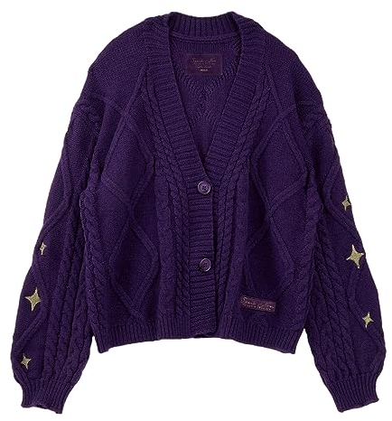 RJICVUF Damen Herbst und Winter Strickjacke Langarm Knopfpullover Strickpullover Lila Pullover(Purple,M-L)