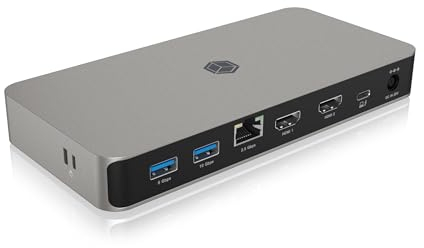 ICY BOX USB4 Docking Station (10-in-1) per 2 monitor (2x HDMI 2.1), 4K 120Hz / 8K 60Hz, 4x USB HUB, 3x USB 3.2 Gen 2 (10 Gbit/s), 100W PD, 2.5 Gigabit Ethernet, audio, lettore di schede, IB-DK2880-C41