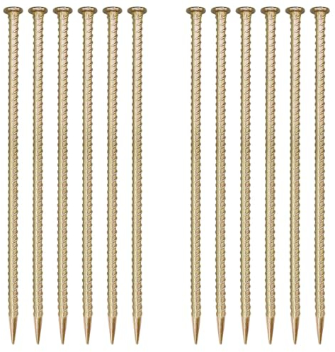 MAOMBO 40,6 cm Bewehrungsstäbe (12 Stück) – 1,3 cm Durchmesser verzinkter Stahl Bodenanker – robuste Pflanzenstütze, Gartenstecker für Geschwindigkeitsstoß, Radstopper, Zeltheringe,