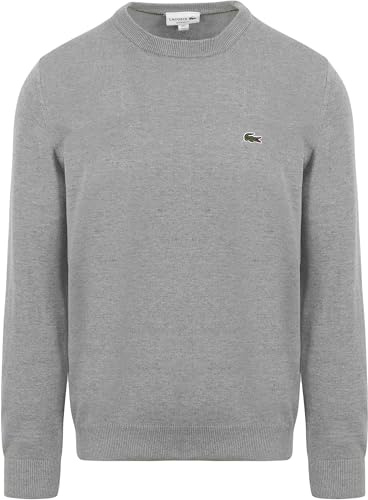 Lacoste Herren Pullover Rundhals AH0128, Männer Basic Strickpulli,Regular Fit,Grau,7 (XXL)