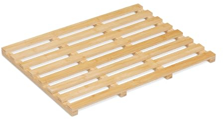 Relaxdays Tapis de Bain en Bambou, 66 x 50 cm, caillebotis pour Douche, Baignoire, Sauna, antidérapant, Nature