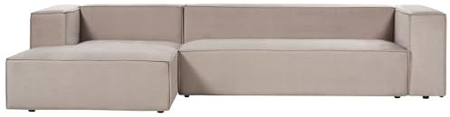 Beliani 3-Sitzer Ecksofa L-förmig Samt beige Taupe Chaiselongue rechts Armlehnen Vernon