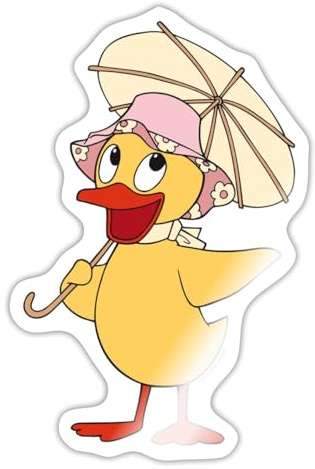 Spreadshirt Sandmännchen Schnatterinchen Mit Schirm Sticker, 10 x 10 cm, Weiß glänzend