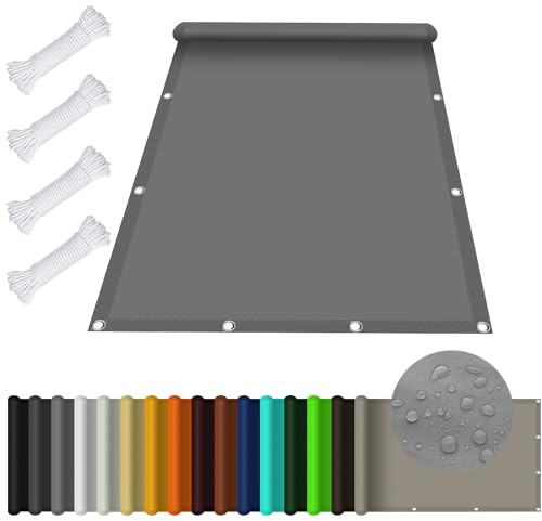 Sonnensegel Wasserdicht Rechteckig 2 x 2.8 m, Wasserdicht 98% UV Schutz Sonnensegel Nach Mass inkl Befestigungsseile für Garten Terrasse, Hellgrau
