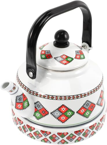 Tetera decorativa floral para decoración al aire libre, hervidor de té de fresa, tetera de porcelana, tetera de camping, estufa de hervidor, tetera de decoración navideña, mango de acero esmaltado,