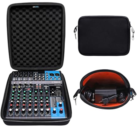 DR·AMIU Hartschalenkoffer kompatibel mit Yamaha MG10XU oder MG10 10-Input Stereo Mixer mit kleiner Aufbewahrungstasche, Schwarz