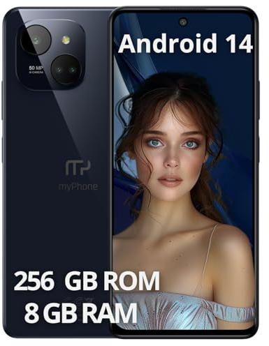 Limitiertes schlankes und Elegantes Smartphone NFC-Funktion ohne Vertrag myPhone N23 Plus 5G Midnight Blue + Akku 5000mah Kamera 50mpx, FHD+ Display 256 GB, bis zu16GB RAM Android 14. 6'78 Zoll