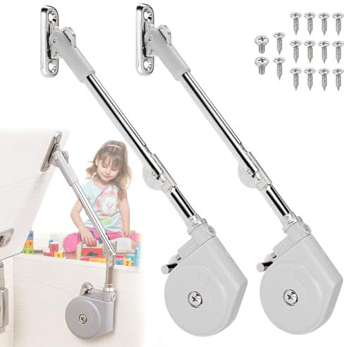 2-Pack Soft Close Hinges for Toy Boxes, Wooden Chests, Cedar Storage, Trunks & Benches | Tension Adjustable Slow Down Chest Hinges.