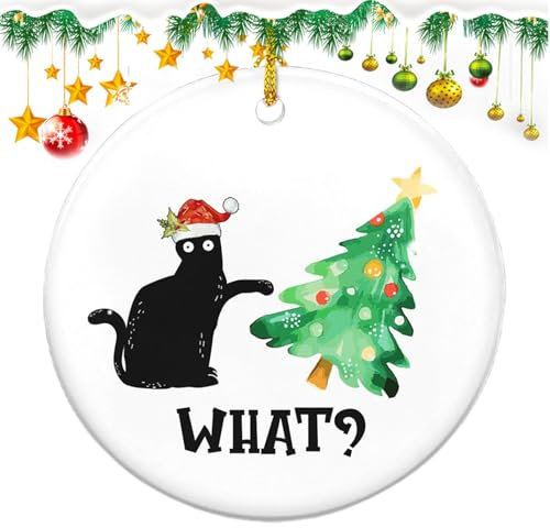 Christmas Ornament - Christmas Decor Tree Hangable - 2D Car Hangable Ornament for Cat Lovers, and Christmas Tree Holiday Home Decor