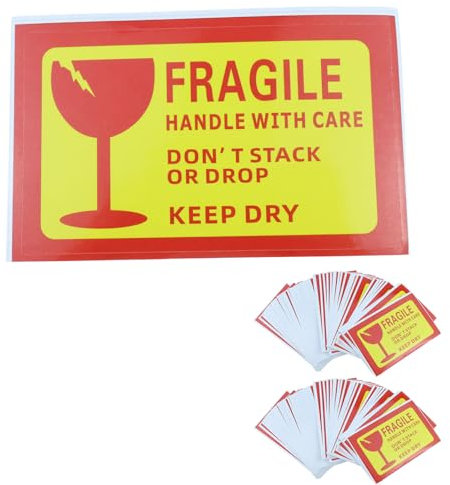 100 Aufkleber Etikett, Warnetiketten auf, Aufkleber Sticker Fragile, Vorsicht zerbrechlich, Versandaufkleber Fragile Attetion Vorsicht Glas, Vorsicht Glas Aufkleber Verwendet für den Transport