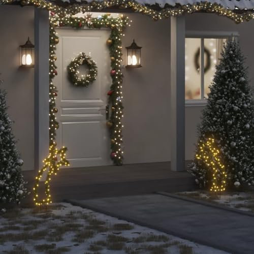Homgoday Weihnachtsstern mit Erdspießen, 80 LEDs, 62 cm, Weihnachtsdekoration, Beleuchtung für Haus und Außenbereich
