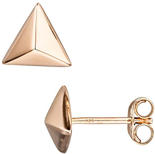Ohrstecker Ohrringe Ohrschmuck dreieckige Pyramide 925 Silber Rotgold vergoldet