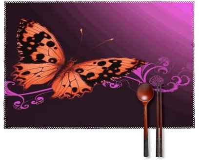 Nizza Schmetterling Tischsets 4er Set Hitzebeständige rutschfeste Platzsets für Küche Esstisch Stabile Leinwand Waschbar Schreibtischmatten Dekoration Abwischbare Tischmatten