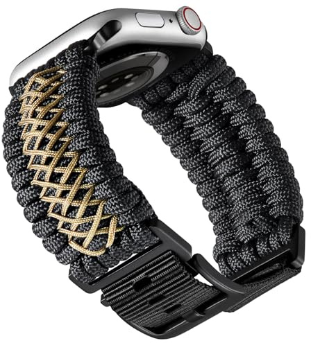BINLUN Bracelet Compatible avec Apple Watch 49mm 46mm 45mm 44mm,Bracelet Paracorde Tressé Remplacement Nylon Bracelets Compatible avec iWatch Ultra/Ultra2/SE/SE2/10/9/8/7/6/5/4/3/2/1 pour Homme