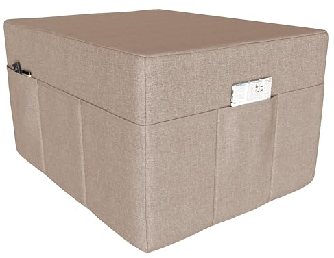 POKAR Husse für 3-teilige Klappmatratze 80x195x15 cm | Bezug mit Praktische Seitentaschen | Sitzhocker Funktion und Schutzhülle für Faltmatratze | Waschbar | Oeko-TEX | Made in EU | Beige