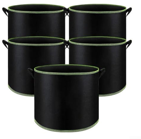 Runde Pflanztöpfe aus Stoff für optimale Wurzelbelüftung und Drainage beim Pflanzen, 5 Stück