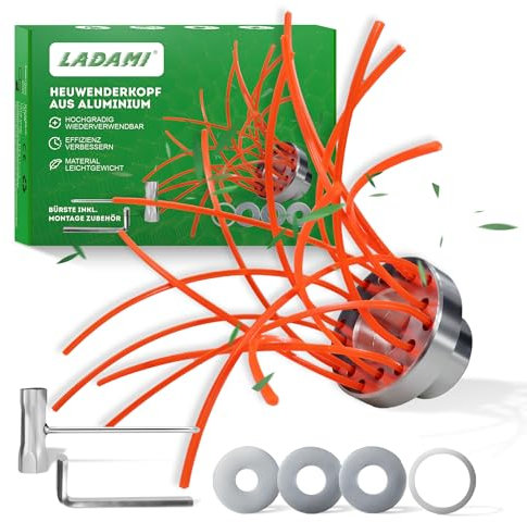 LADAMI Unkrautbürste für Freischneider,Wildkrautbürste für Motorsense Zubehör,Universal Aluminium Trimmerkopf mit 48 Radikal Nylon Trimmerfaden für Garten Unkraut