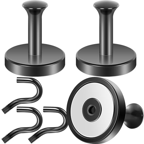 Neosmuk Magnetischer Kleiderhaken,77kg starke, Extra Schwere Magnet-Haken, Magnetischer Kranzaufhänger/-Halter für Metalldtüren, Handtasche, Handtuch, Strumpf, Kreuzfahrtkajüte, Schwarz, 3er-Pack