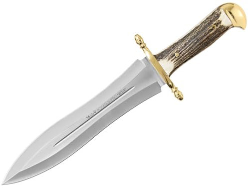 LO TRINCO YO Muela PODENQUERO hoja de acero MoVa de 26 cm y empuñadura de Asta de ciervo para Caza, Pesca, Supervivencia y Bushcraft