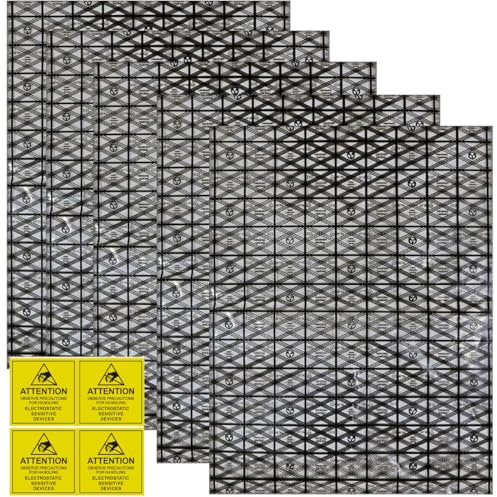 PYEUIFT 30 Pezzi Sacchetti Antistatici da 20 x 30 cm, con adesivi antistatici di avvertimento, Ideali per Hard Disk, Schede Elettroniche, Componenti Elettronici e PC