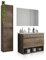 duehome | Mueble de Baño Suspendido con 2 Puertas, Espejo, Lavabo PMMA y Columna Suspendida, Modulo Colgante, Modelo Thai, Acabado en Nordik, Medidas: 80 cm (Ancho) x 64 cm (Alto) x 45 cm (Fondo)