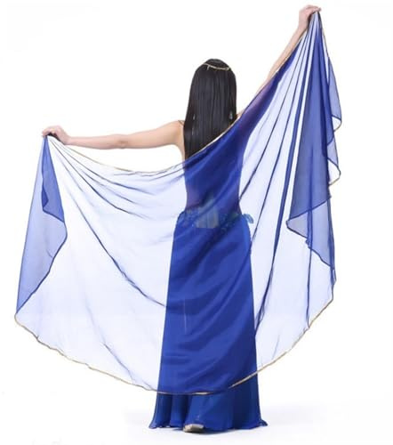 YZDMDM Bauchtanz Schal Chiffon Einfarbig Halbrunder Bauchtanz-Schleier | Mottenflügeln Schleier Damen Chiffon-Kopftuch Tanzen Performance Kostüm Accessoires Goldrand Bauchtanzschleier 250x120cm