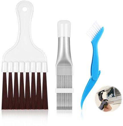 3 unids aire acondicionado condensador aleta peine, aire acondicionado peine de láminas cepillo de limpieza, bobina de acero inoxidable, cepillo final para limpiar